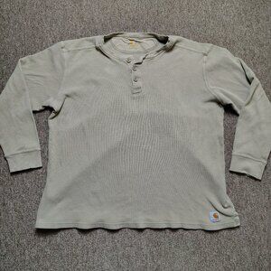 CARHARTT Waffle Knit Henley Men 2XL Brown Relaxed Fit Pullover Long Sleeve